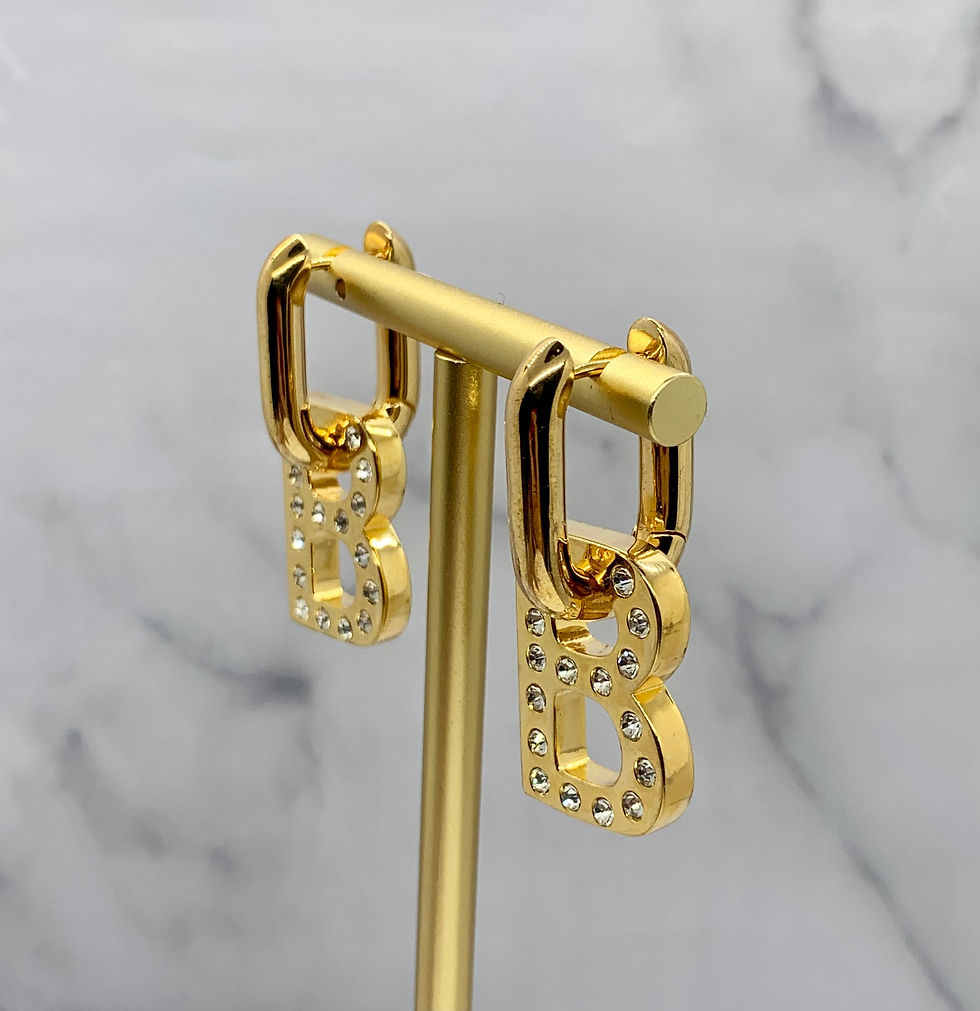 Thumbnail: BALENCIAGA B Gold Tone Pendant Earrings - Pre owned