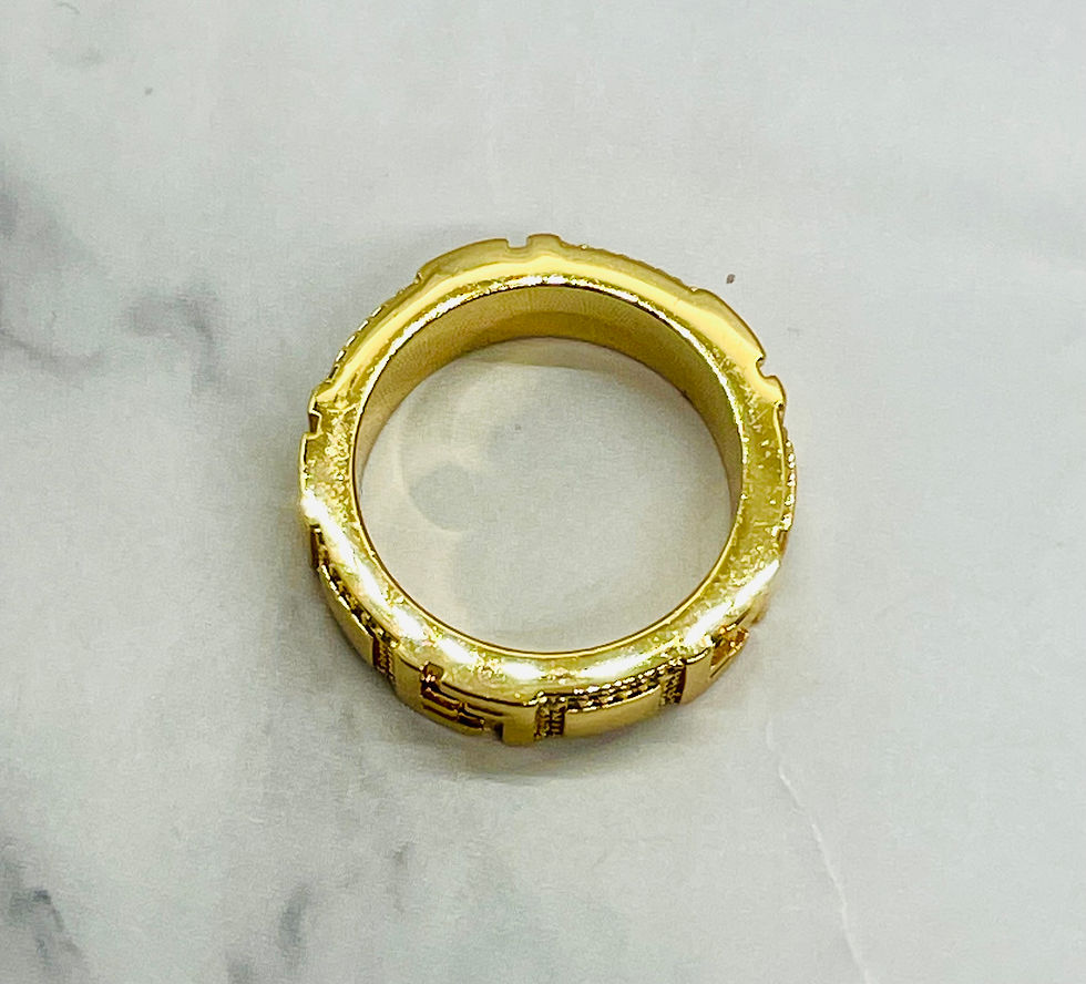 Thumbnail: FENDI FF Rhinestone Monogram Ring Size 7 M -Pre owned