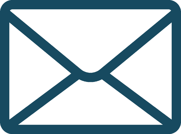 Dark blue envelope icon representing email contact