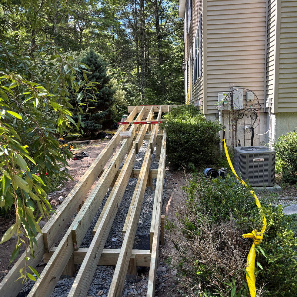 Custom cedar deck with ramp in Orange County NY – outdoor wood deck design by Shaping Houses.