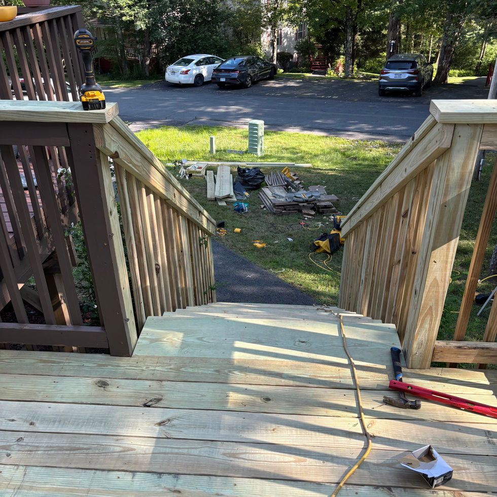 Deck stairs repairs and builds in Orange County NY – custom outdoor deck work by Shaping Houses.