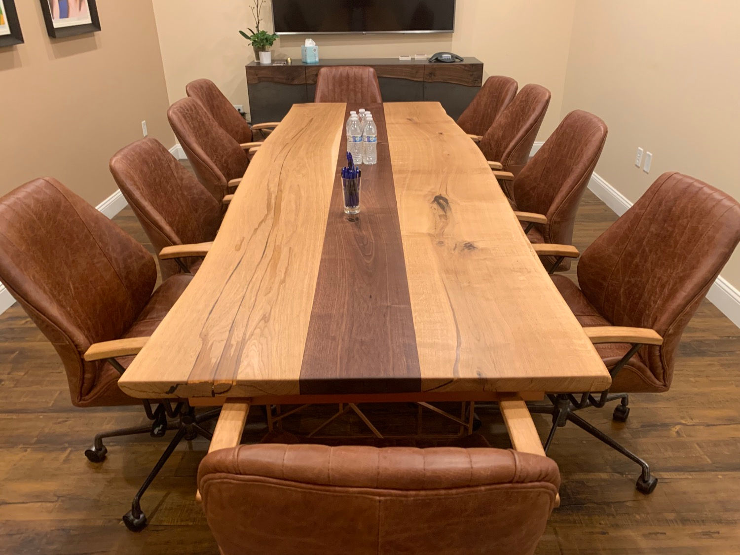 Live Edge oak and walnut  combo / copper finish base