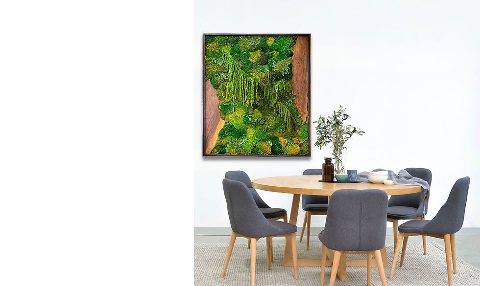 Thumbnail: Moss Wall Art with Live Edge Walnut  slabs