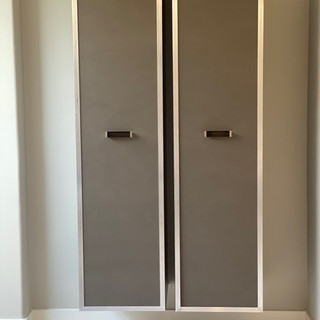 wall hung faux leather tall cabinets