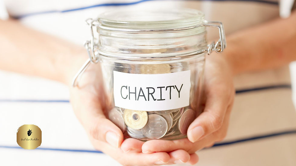Glass Jar Filled with Coins for Charity.