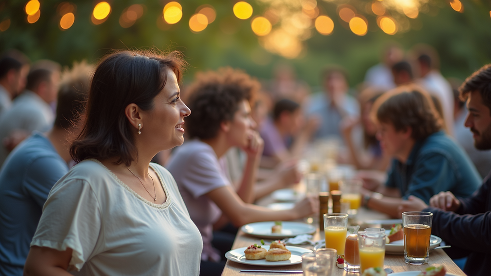 Close-up view of a fundraising event with participants enjoying activities