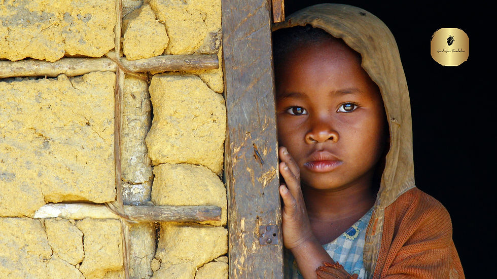 Madagascar-shy and poor african girl with headkerchief
