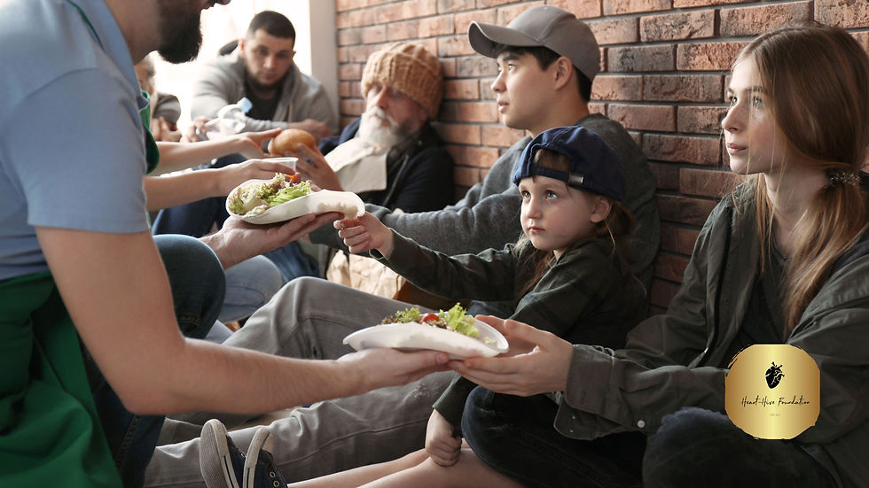 Volunteers Giving Food to Poor People Indoors