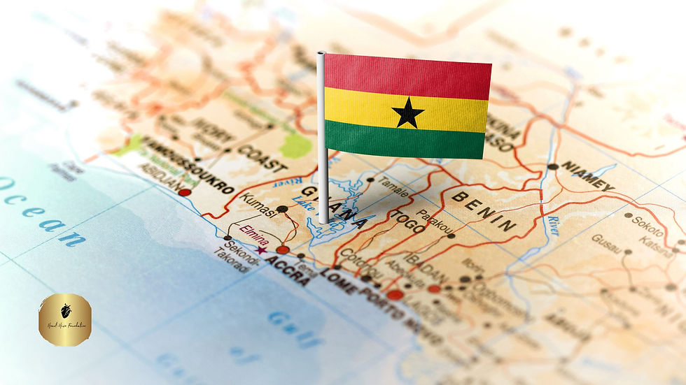 map and flag of Ghana