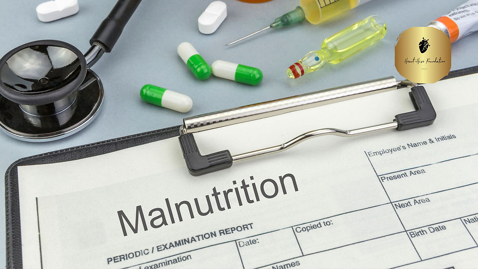 Malnutrition, medicines and syringes as concept of ordinary treatment health