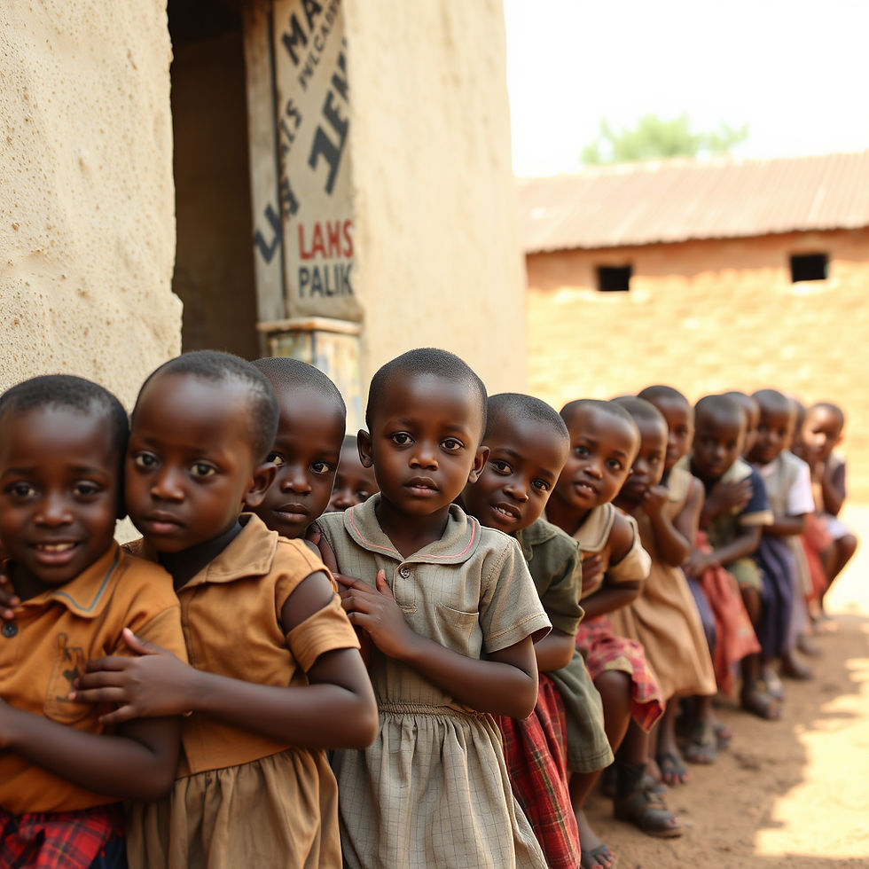 Children lining up for school.