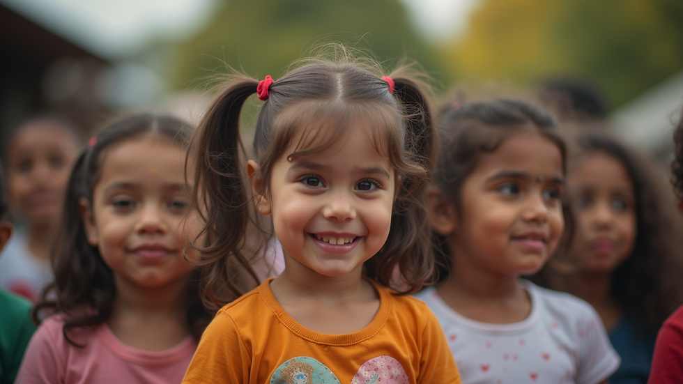 Eye-level view of a community gathering focused on children's emotional safety
