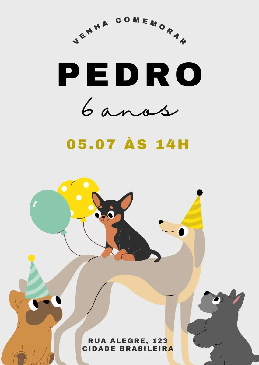 Convite Digital CACHORRINHOS