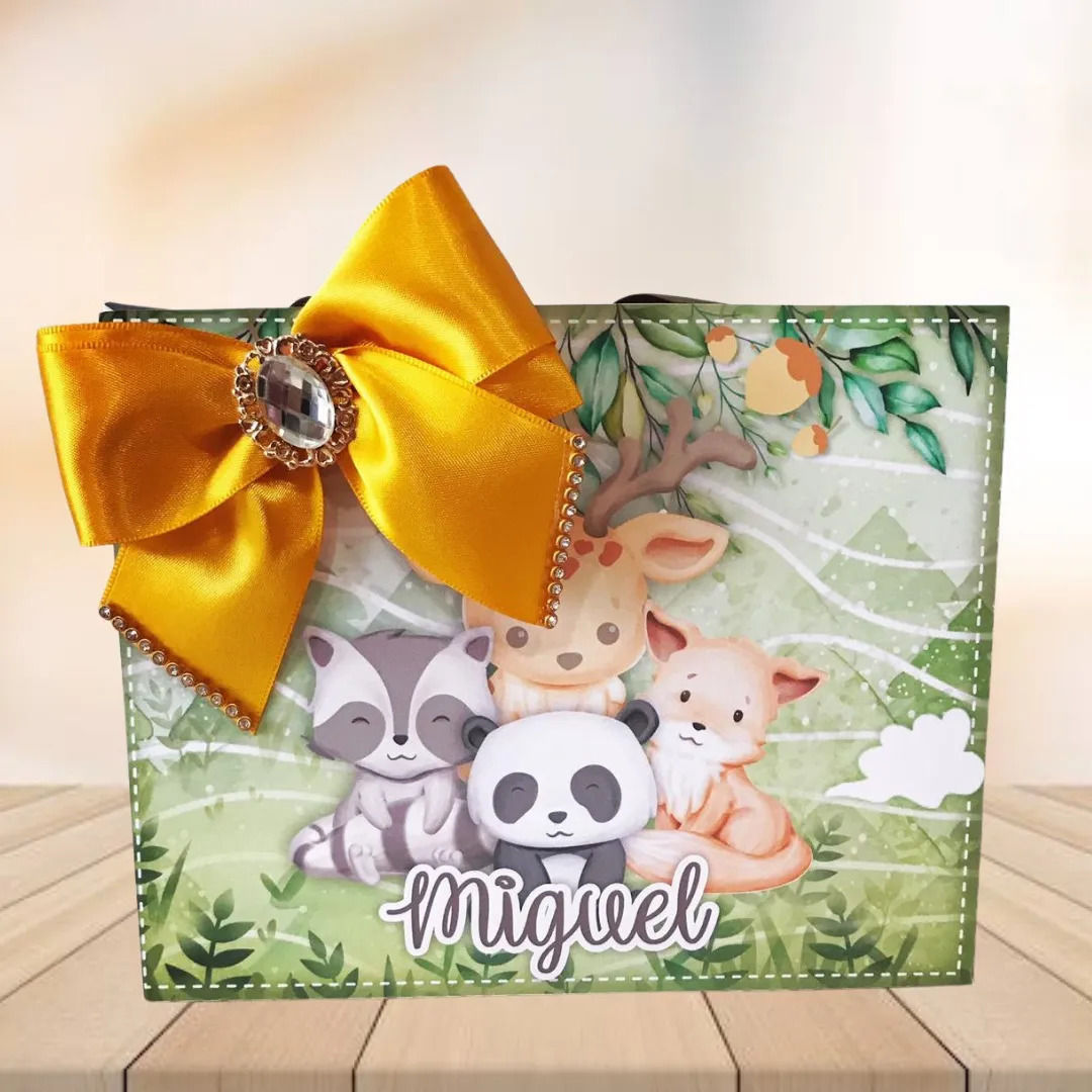 10 Sacolinhas de Luxo Personalizadas Floresta Marrom