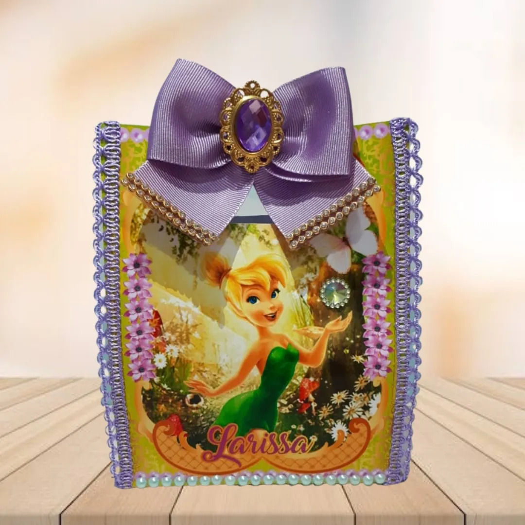 10 Sacolinhas de Luxo Personalizadas Tinker Bell/Sininho Roxo