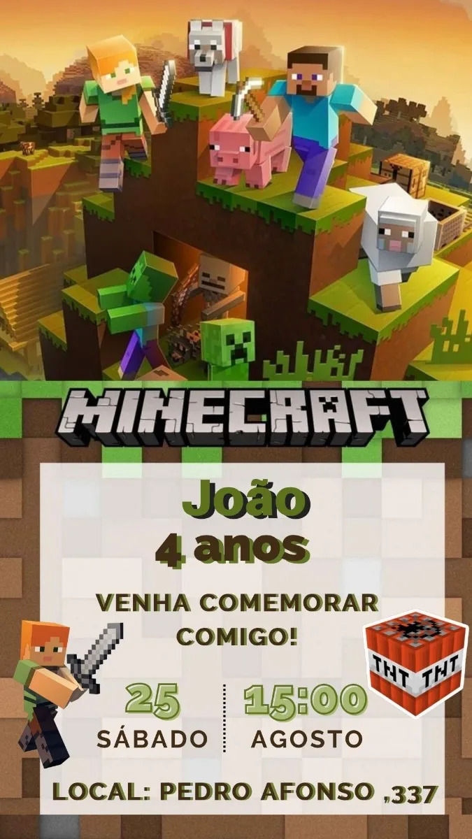 Convite Digital Minecraft 2