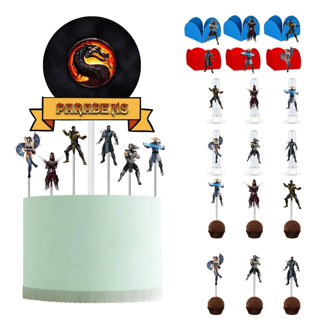 Kit Festa Com Topper Mortal Kombat