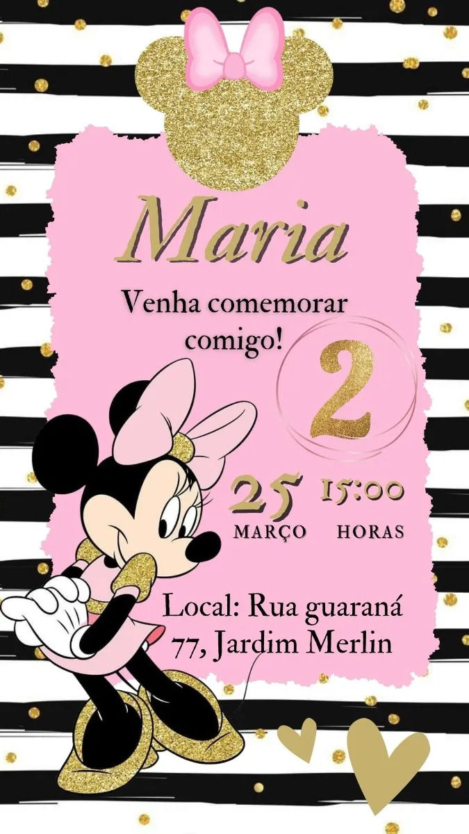 Convite Digital Minnie Rosa 1