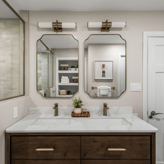 Luxury ensuite bathroom with custom double vanity in Hampstead