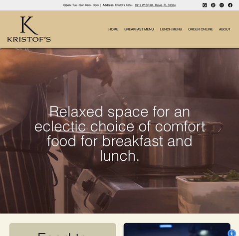 Kristof's Kafe davie, official website
