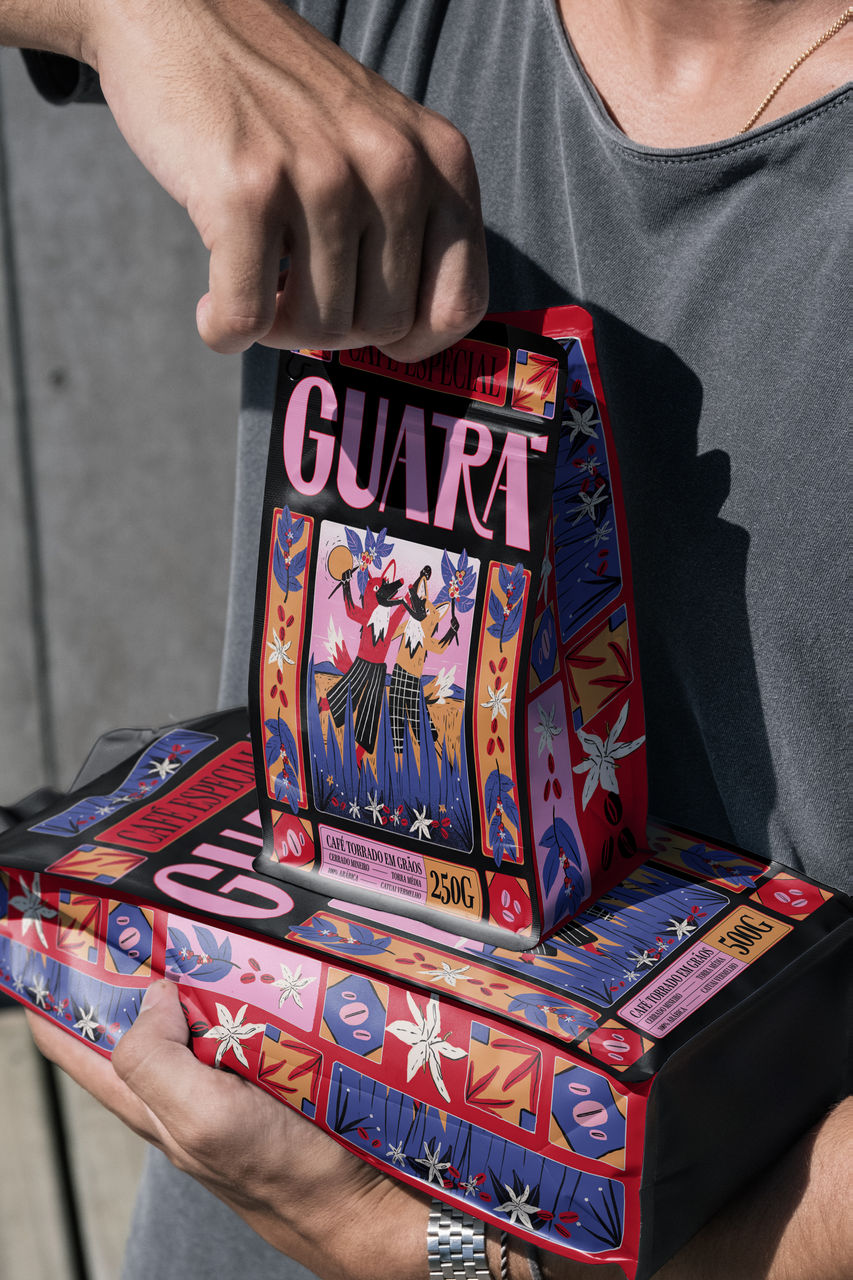 Coffee packaging illustrated, colorful and modern