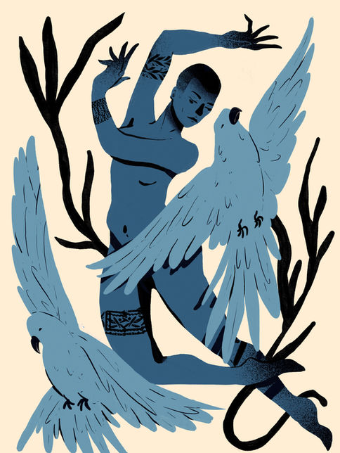 nature woman with birds