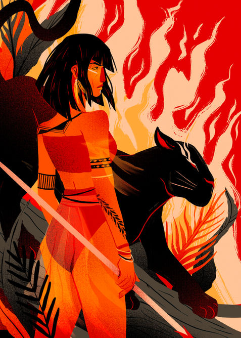 native girl with panther