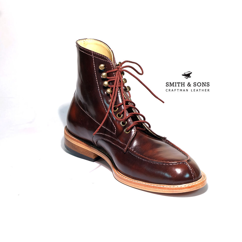 Thumbnail: Brown moc toe boot