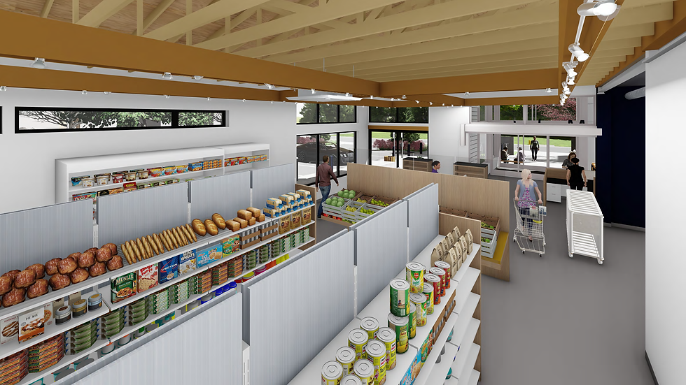 The Market At 924 sq. ft. the new market will be nearly 3 times larger than the old Market and will feature walk-in refrigerator and walk-in freezer.