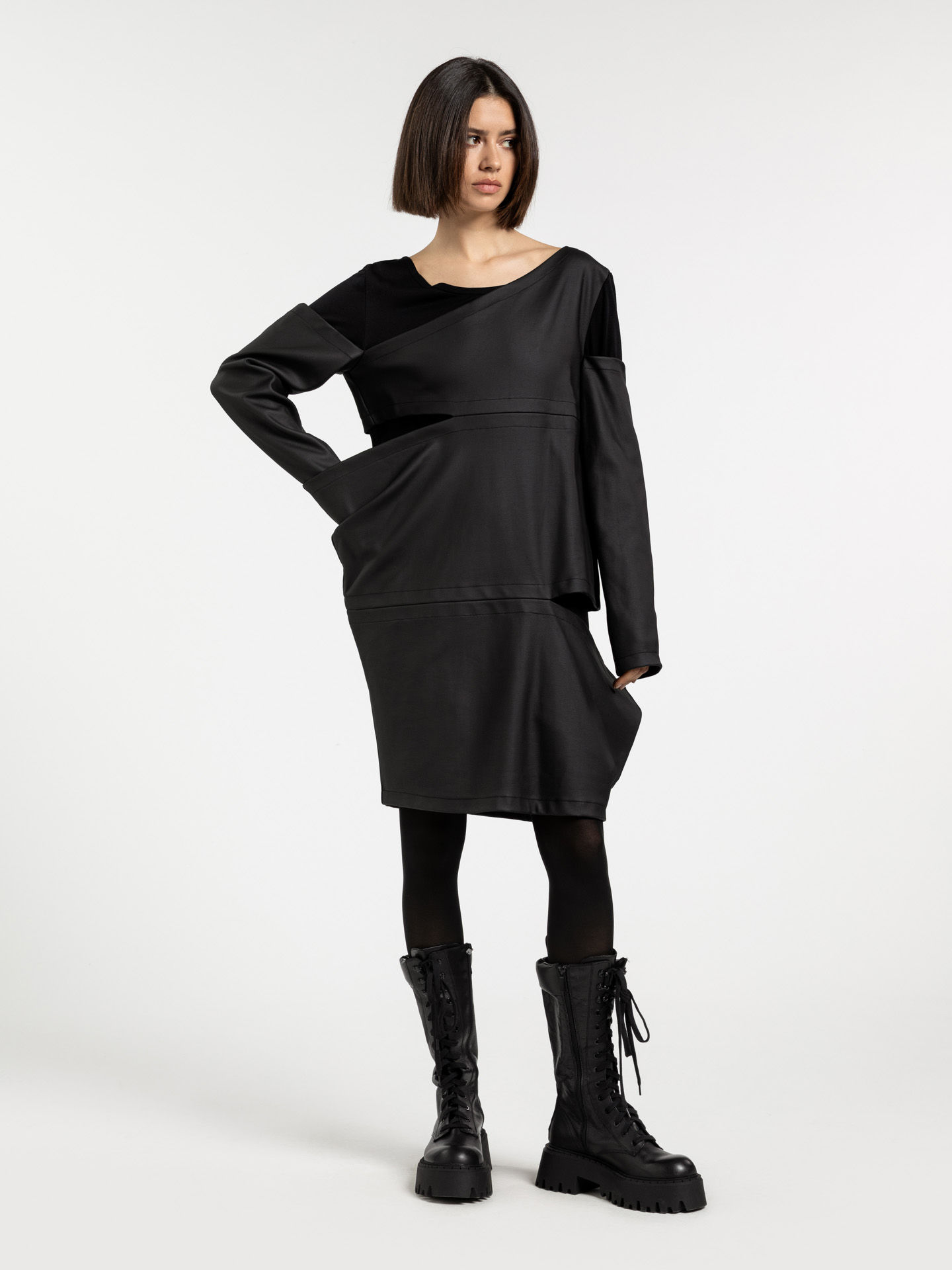 Asymmetric cut-out midi dress