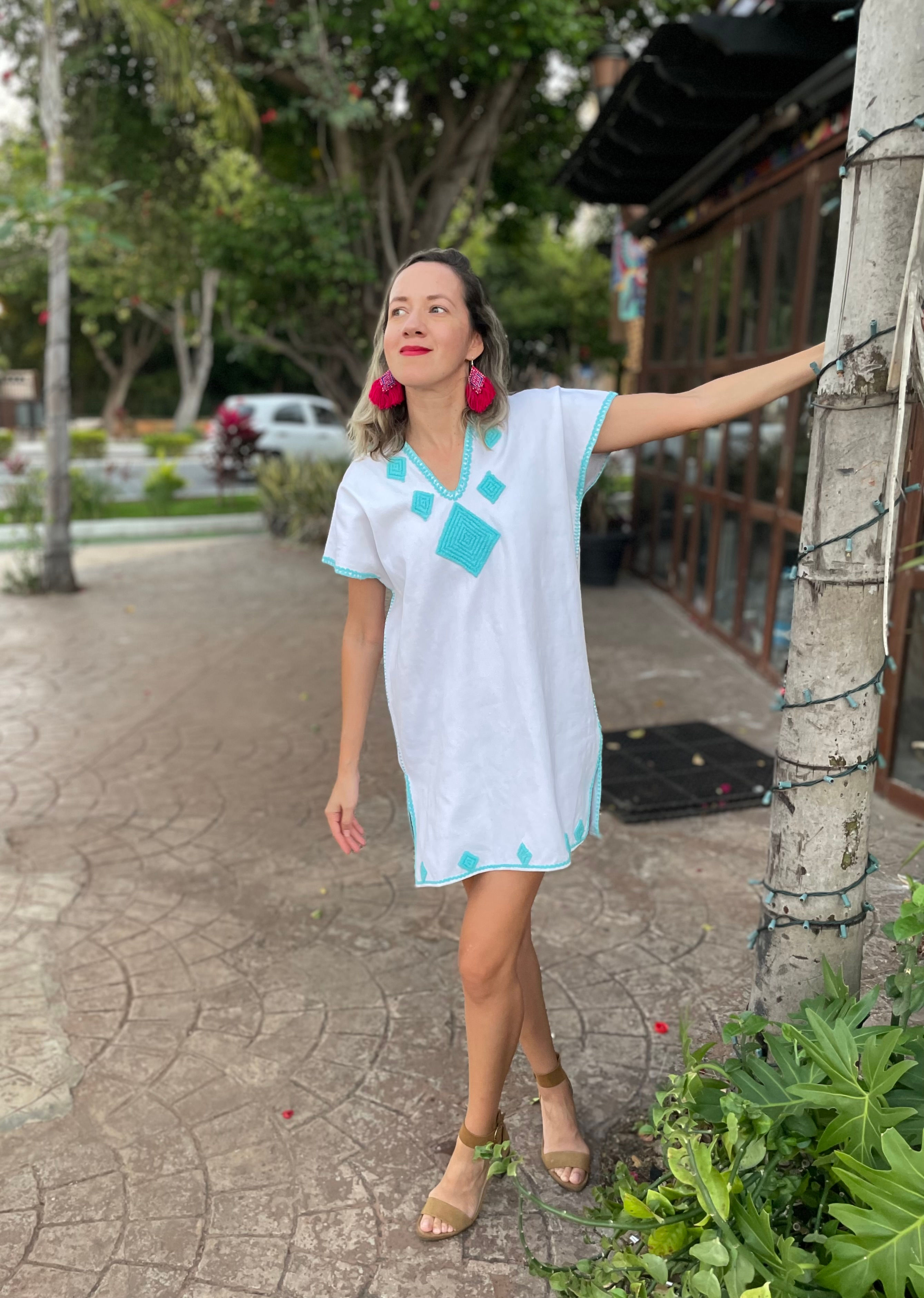 Huipil rombo aqua