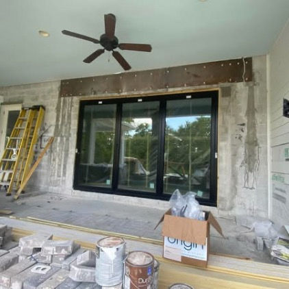Large Sliding Glass Door Installation in Covered Patio