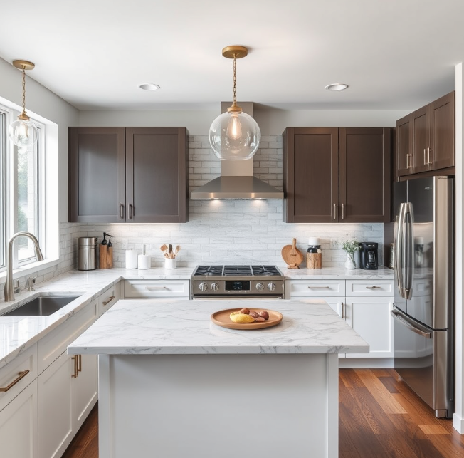 Open Concept Kitchen Renovation with Large Island and Hardwood Floors