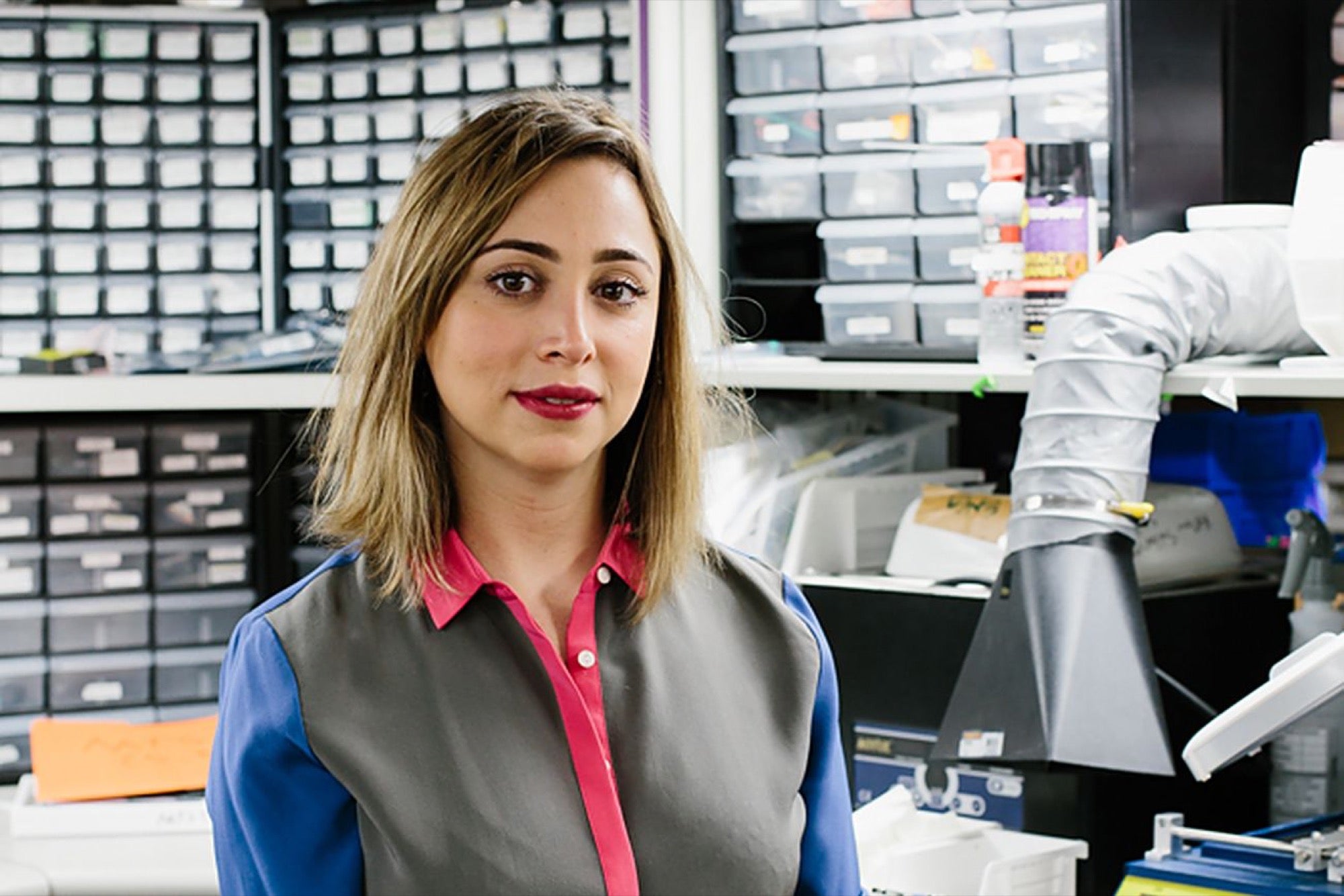 Founder and CEO Ayah Bdeir in littleBits workshop office space.