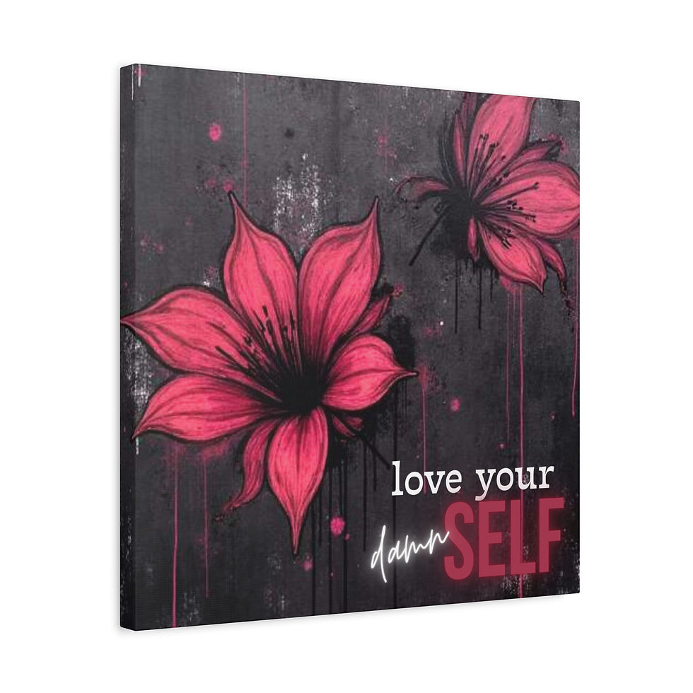 Thumbnail: Love Your Damn Self canvas | Matte stretched wall art