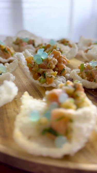 Elegant canapé served at a VIP corporate event with high end beverage service