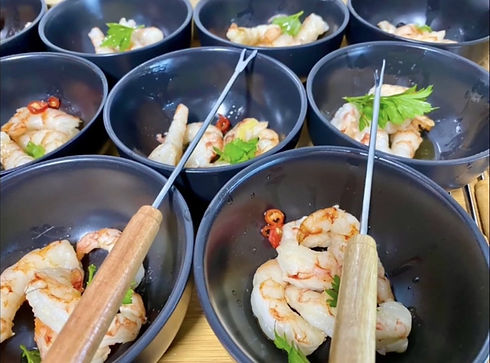 gambas al ajillo spanish canapé of garlic prawns served at a corporate VIP launch event in Melbourne