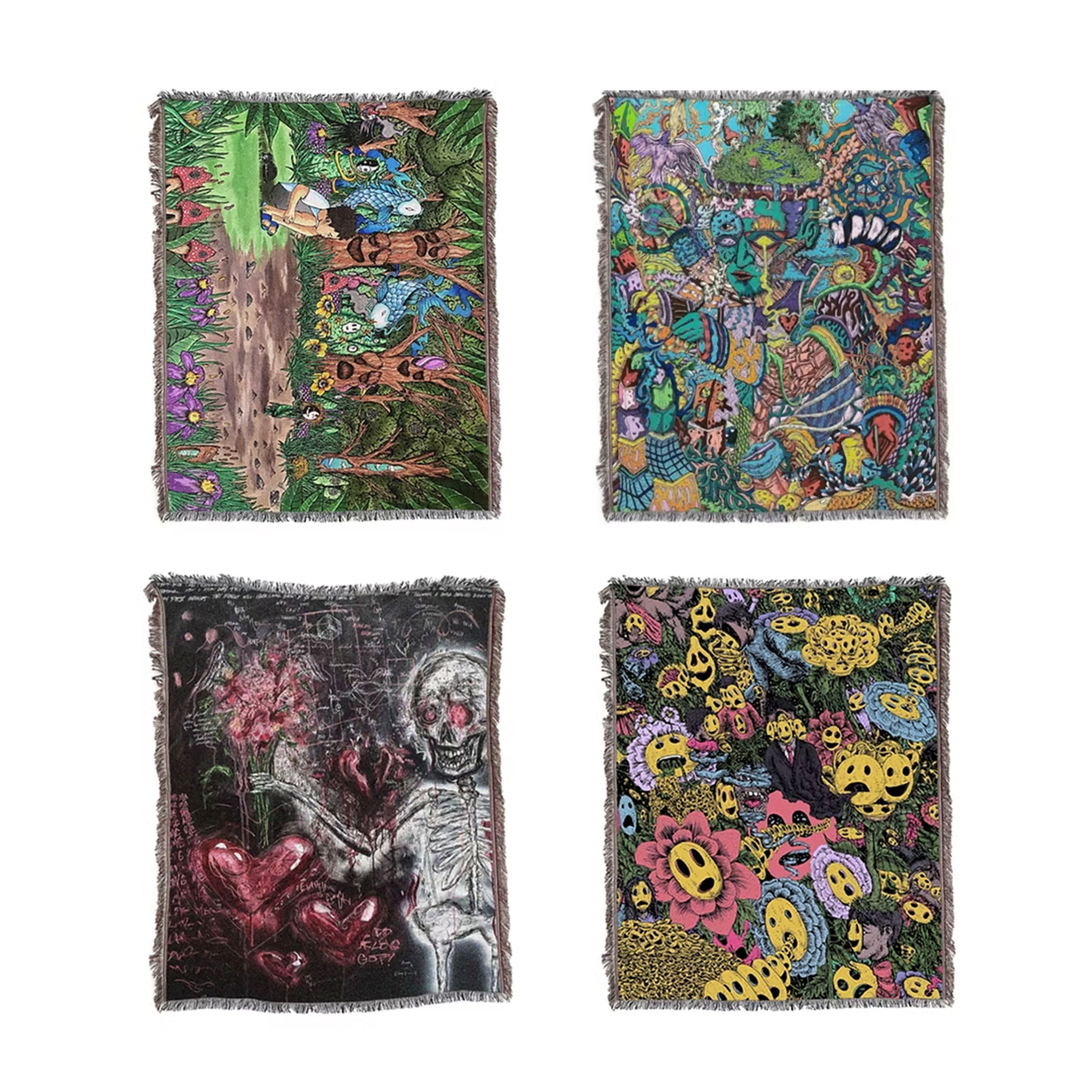 Set of 4 Woven Blankets (40"x60")