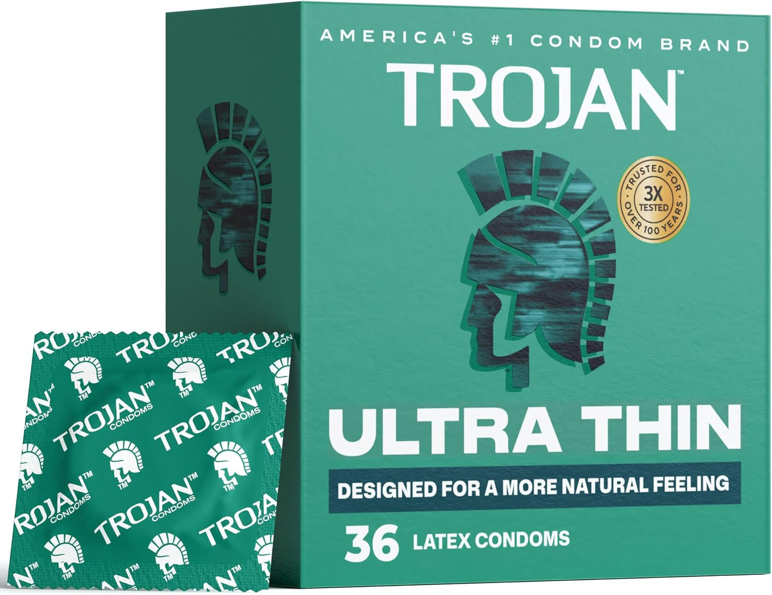 TROJAN Ultra Thin Condoms for Sensitivity, Lubricated TROJAN Condoms for Men, 36