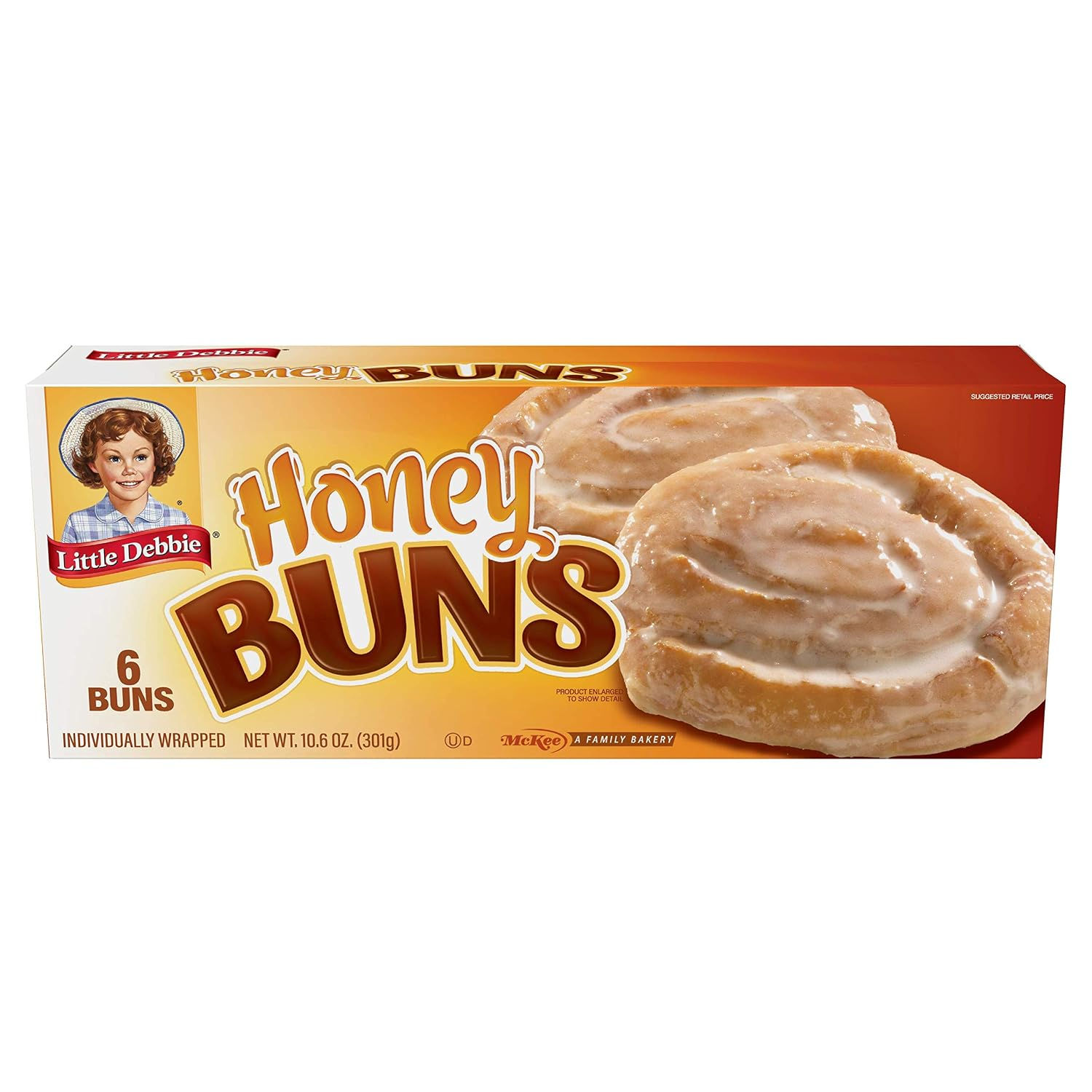 Little Debbie Honey Buns, 6 Individually Wrapped Pastries, 10.6 oz Box, Pack of