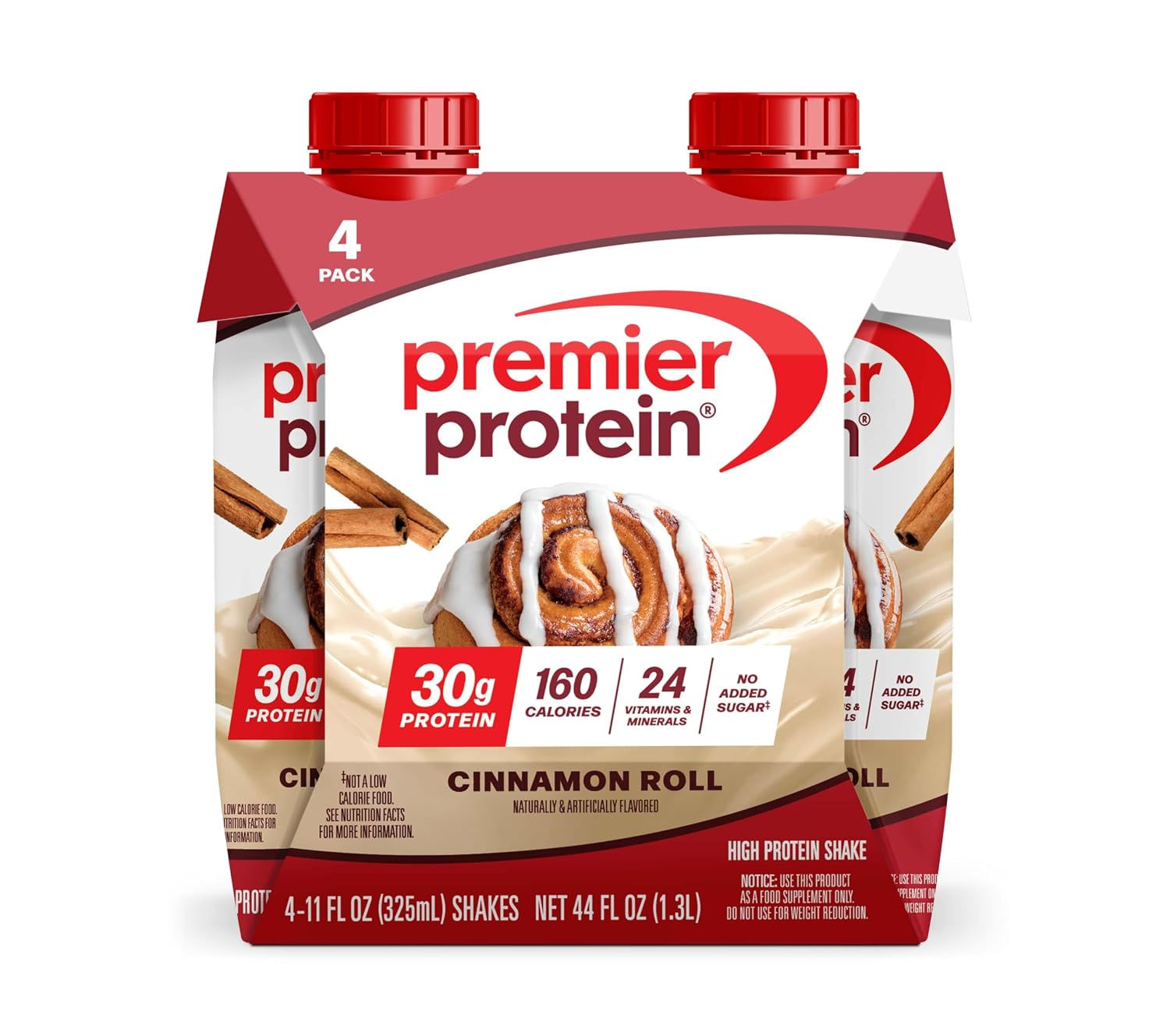 Premier Protein Shake, Cinnamon Roll, 30g High Protein, 4 Pack, 11 oz