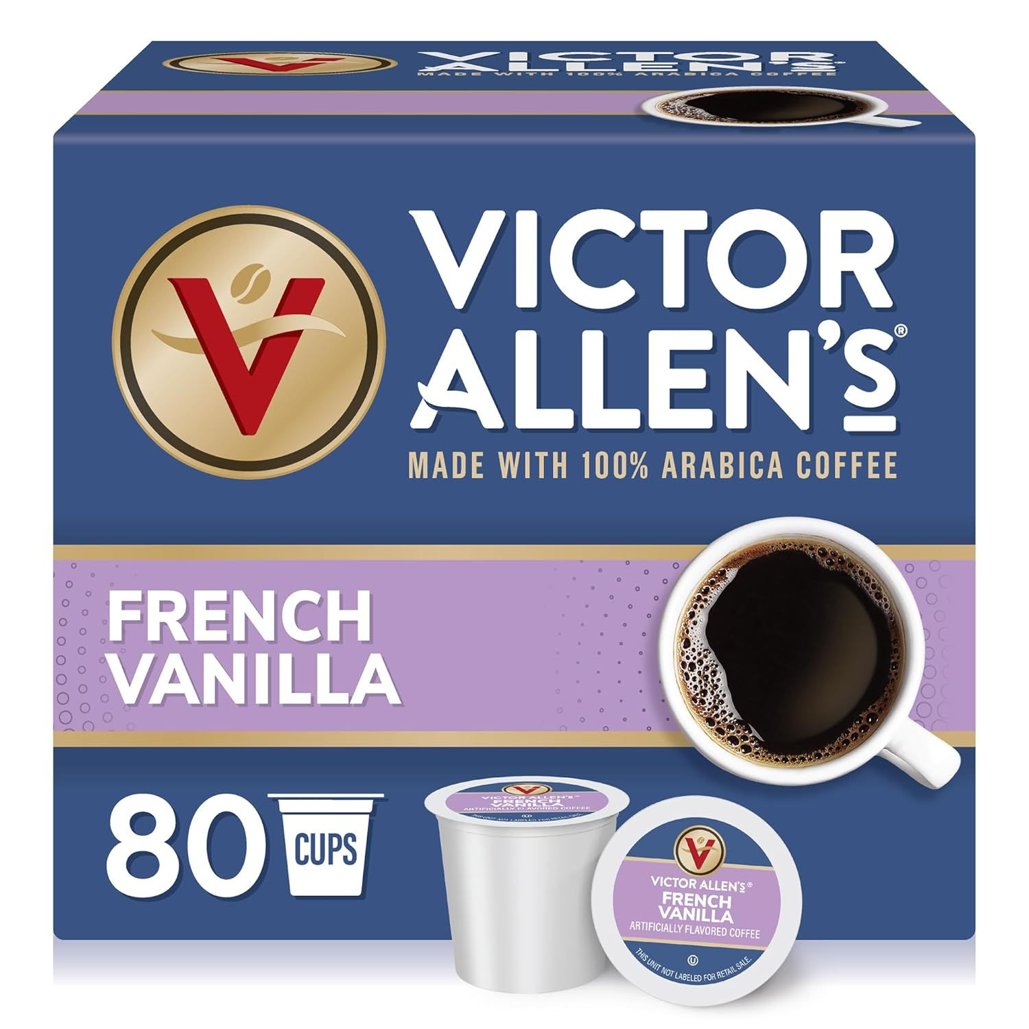 Victor Allen's Coffee French Vanilla Blend, Flavored Medium Roast, 80 Count Sing