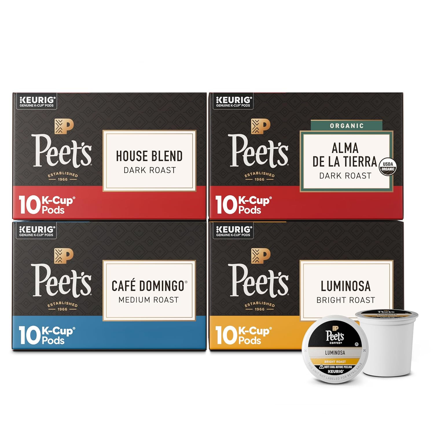 Peet's Coffee, Keurig K-Cup Pods Variety Pack, 40 Count (4 Boxes of 10 Pods)
