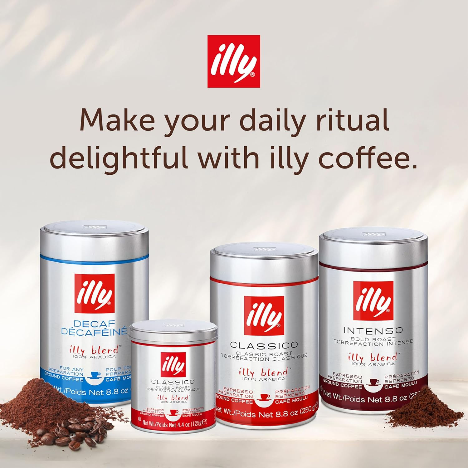 illy Ground Espresso Coffee, Classico Medium Roast, 8.8oz, 12 Pack | 100% Arabic