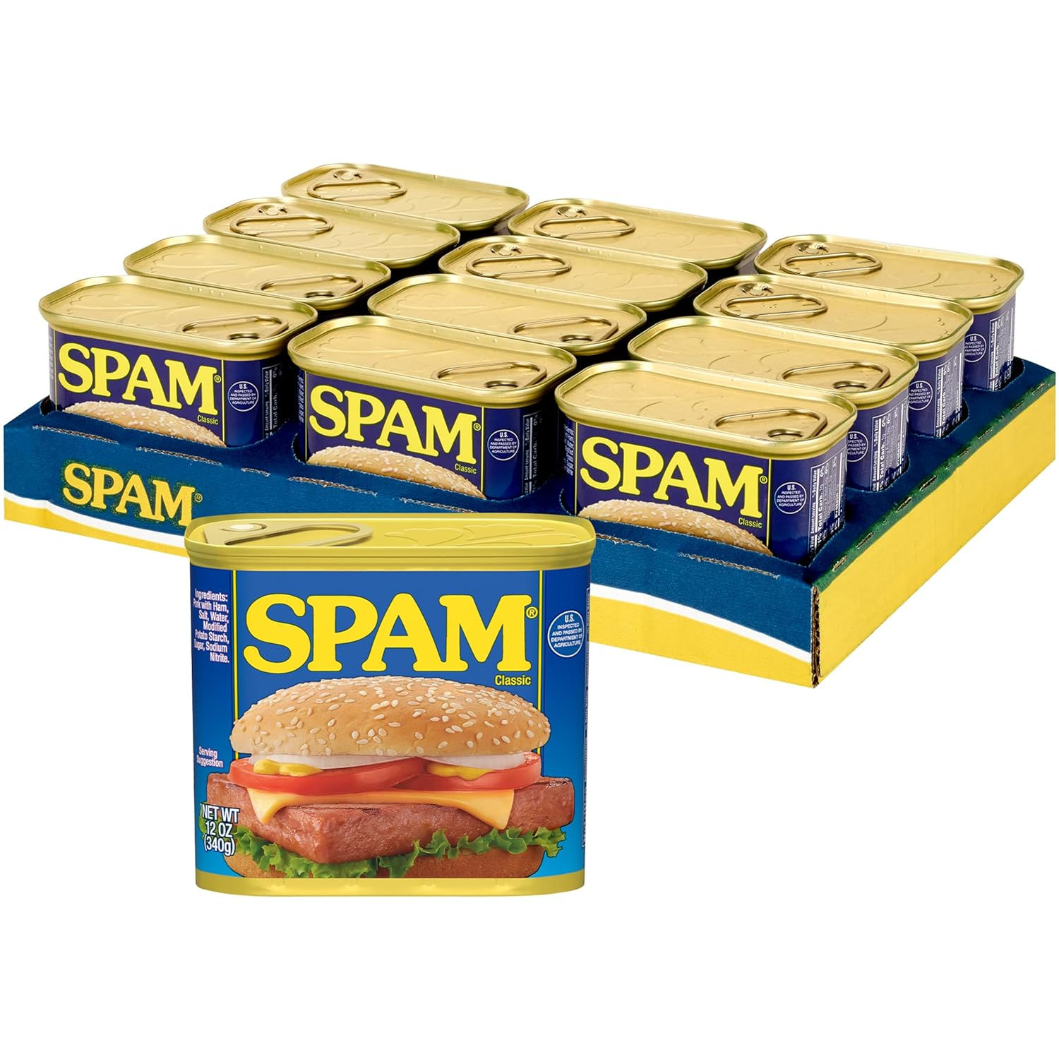 SPAM Classic, SPAM Canned Meat, 12 oz Can (12 Pack)