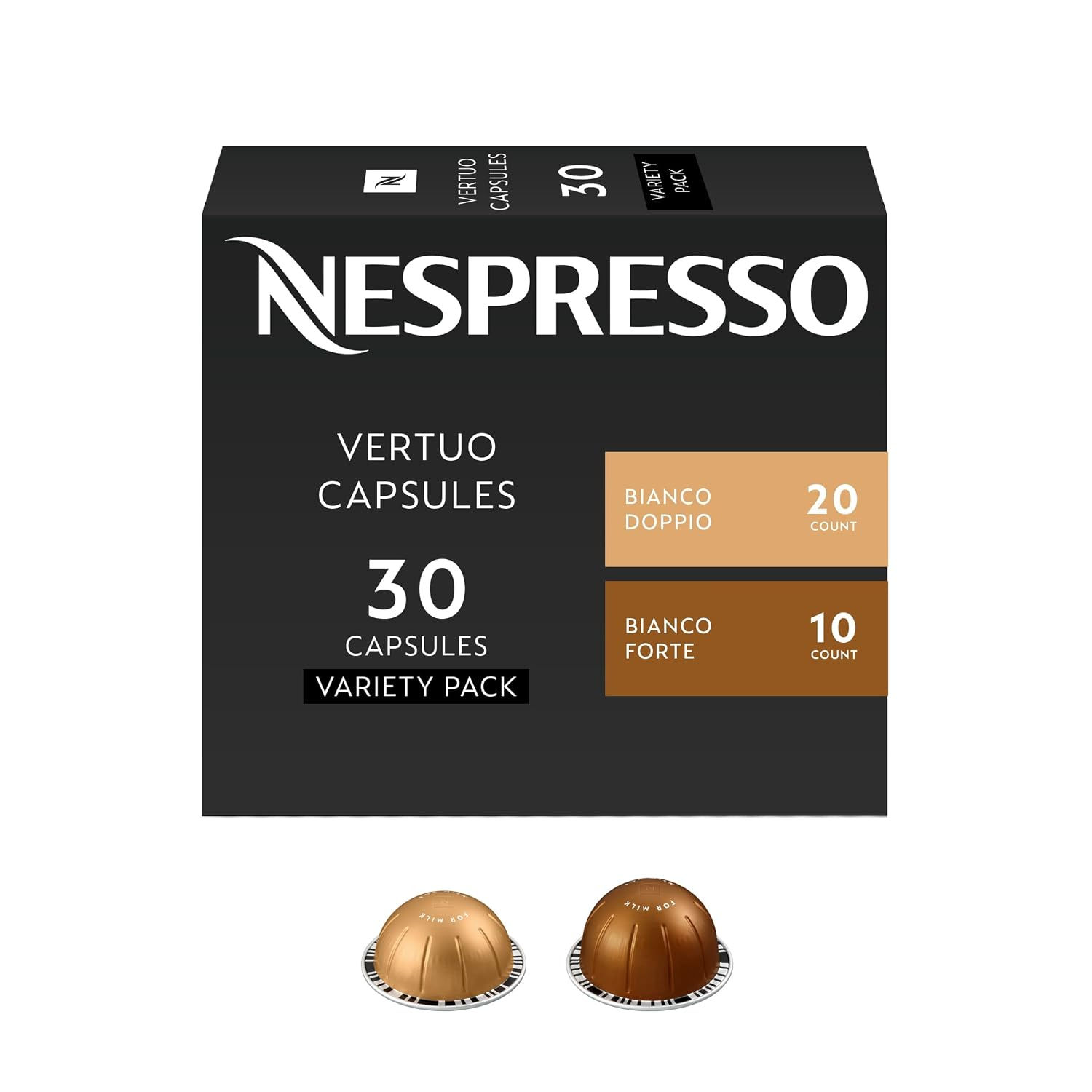 Nespresso Vertuo, Bianco Variety Pack, 30-Count Coffee Pods | Capsules Pack of 1
