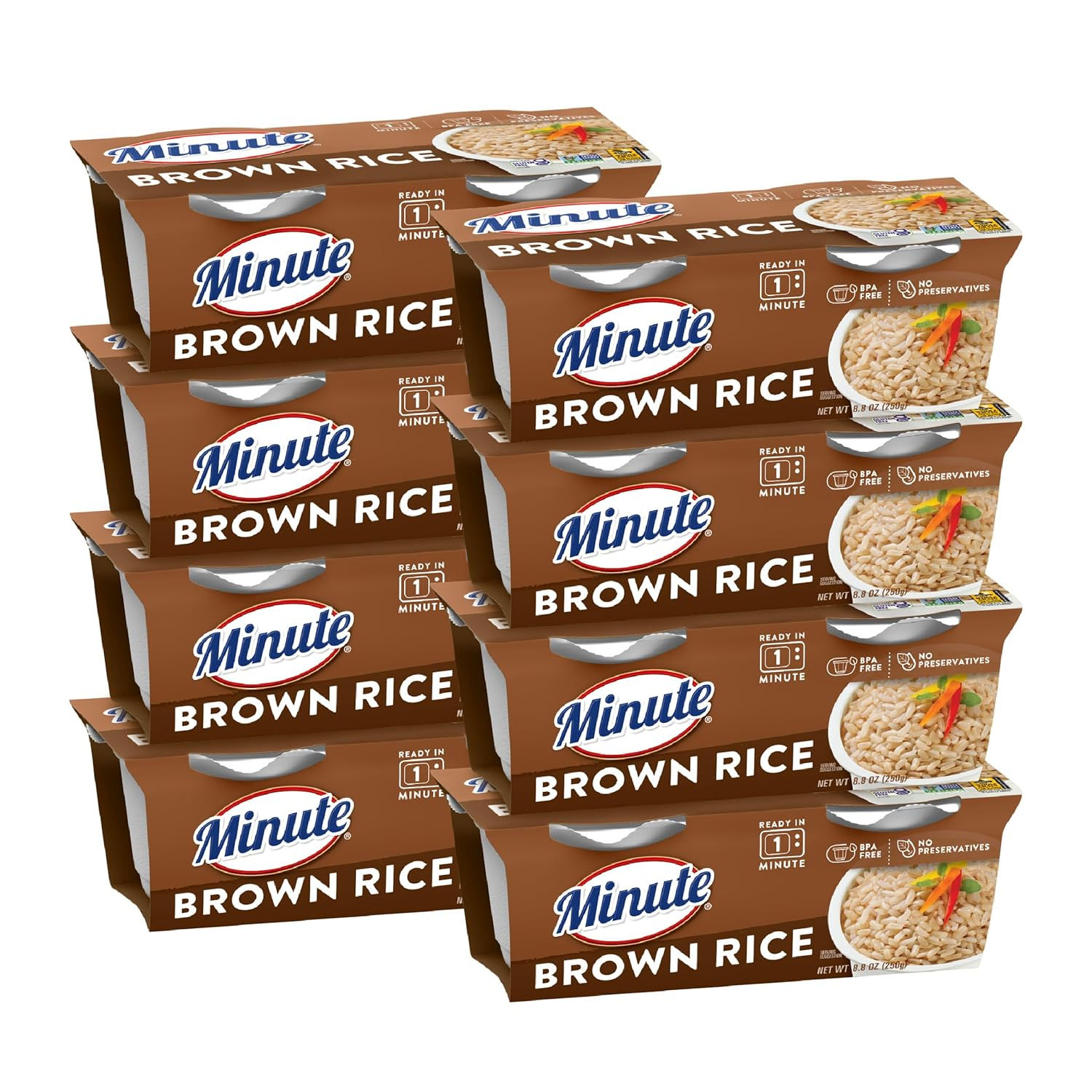 Minute Ready-to-Serve Brown Rice Cups, Instant Rice, 8-Count Pack