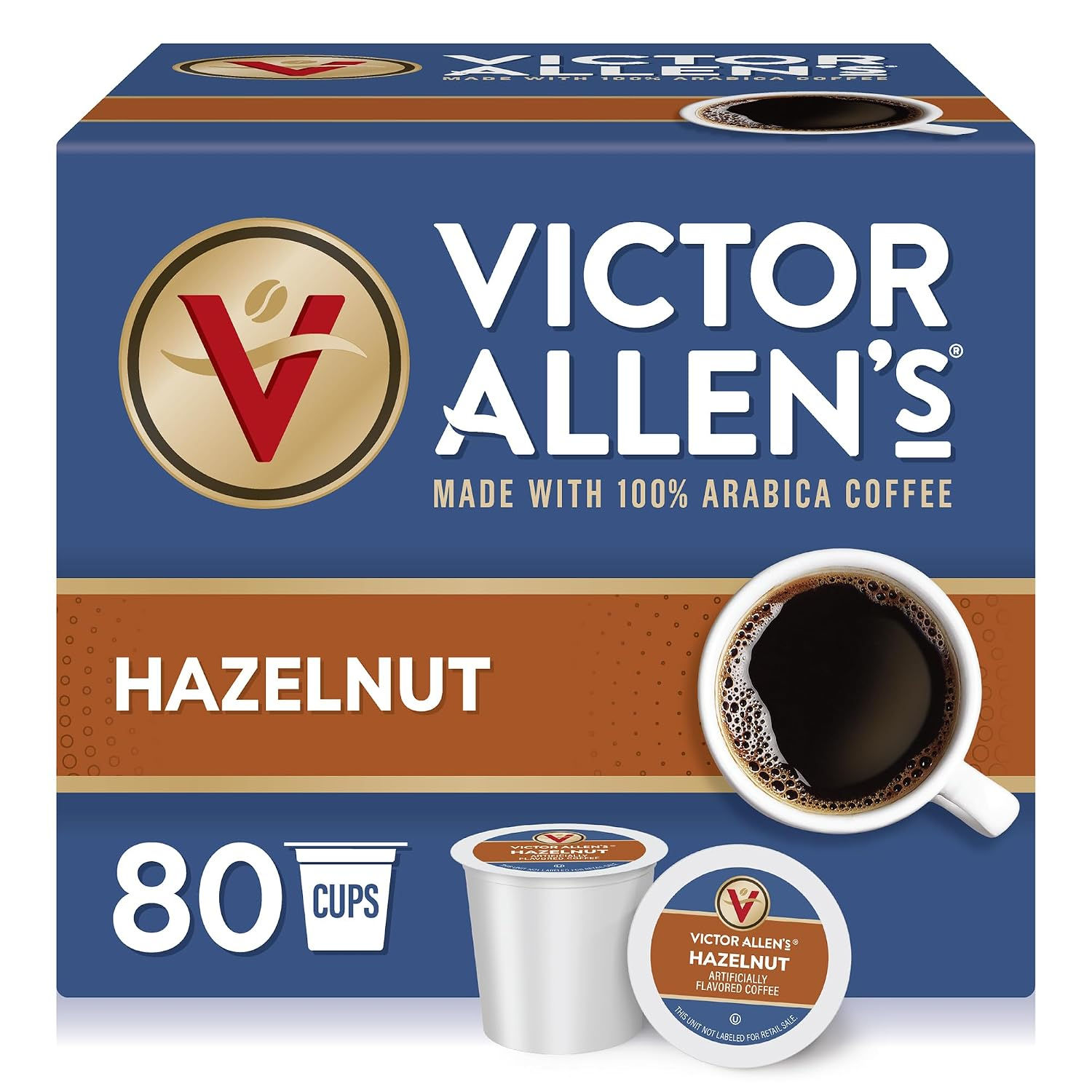 Victor Allen's Coffee Hazelnut Flavored, Medium Roast, 80 Count, Single Serve Co