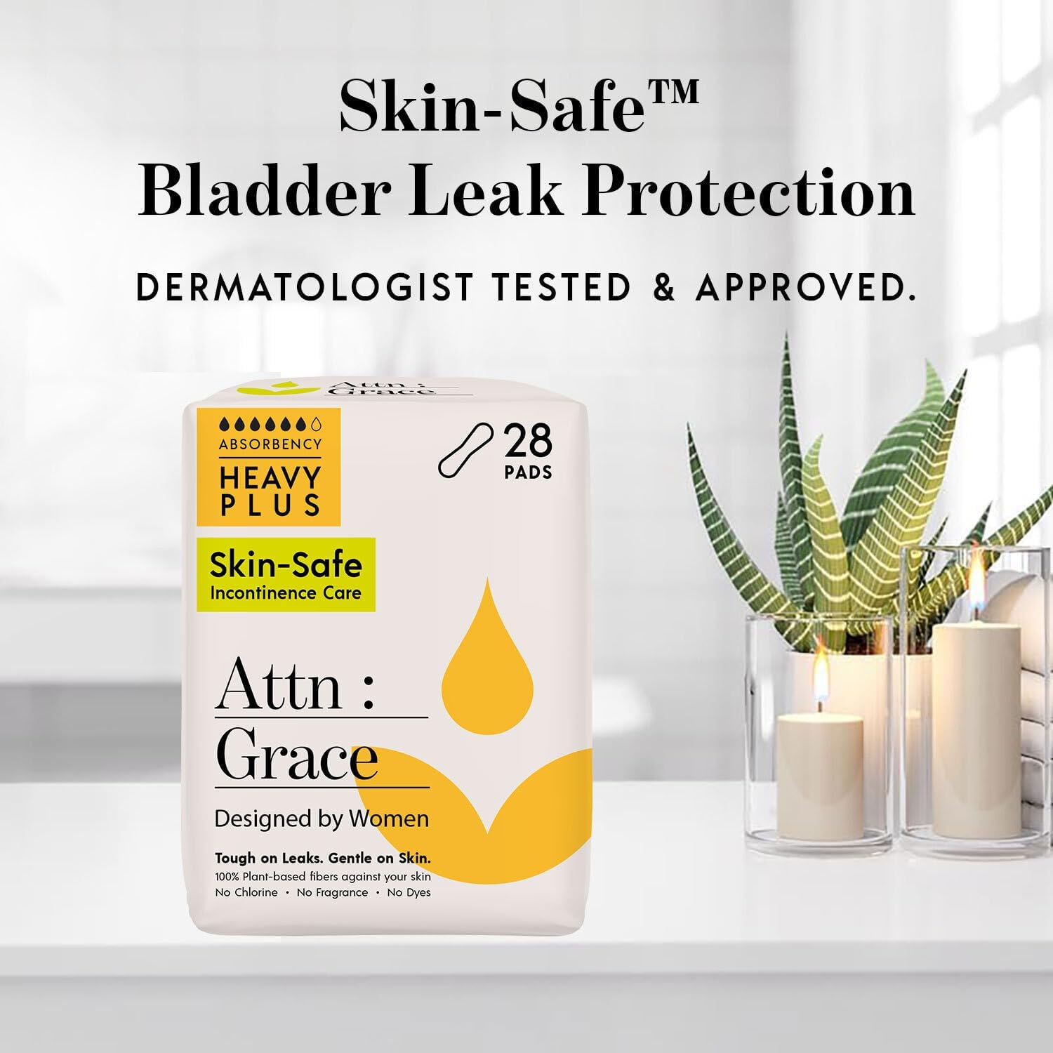 Attn: Grace Heavy Plus Incontinence Pads for Women - Plant-Based, 28 Count | Hig