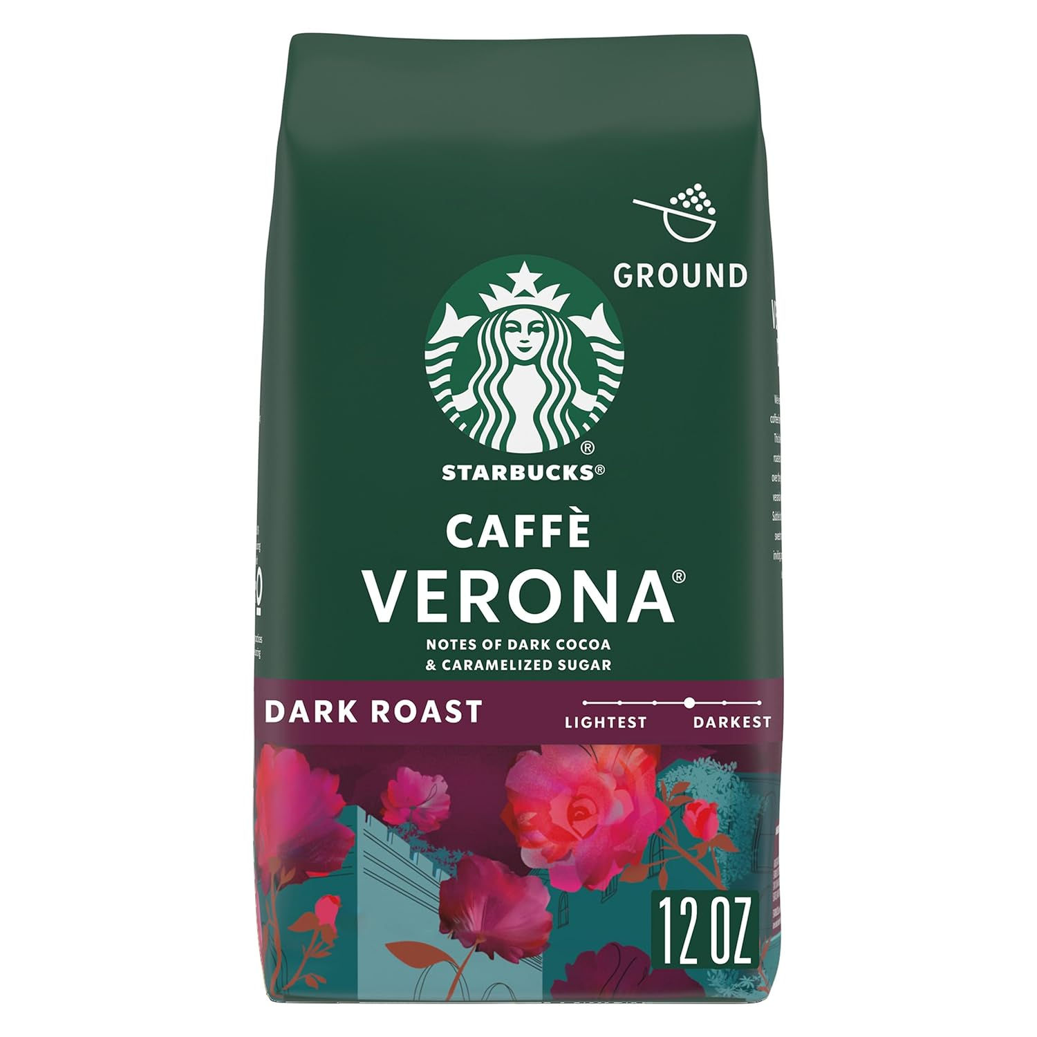 Starbucks Ground Coffee Caffè Verona Dark Roast, 12 oz Bag | 100% Arabica ground